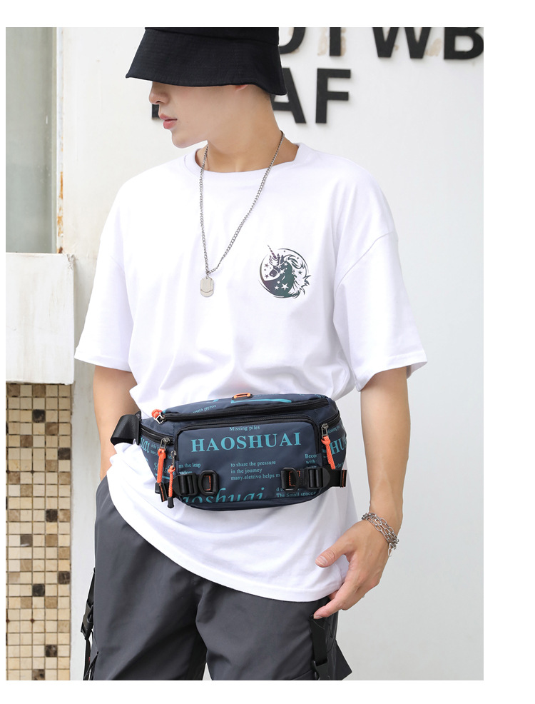 This men's waist bag is a small, lightweight, Instags-style Korean-style chest bag, a versatile and fashionable hip-hop single-shoulder crossbody small bag undefined