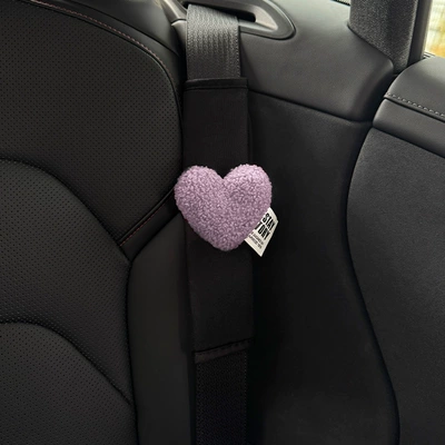 cover car creative cute – Sürətlər qutusu və əl tormozu başlıqları - linen-black-shoulder-pads-plush-purple-love-single