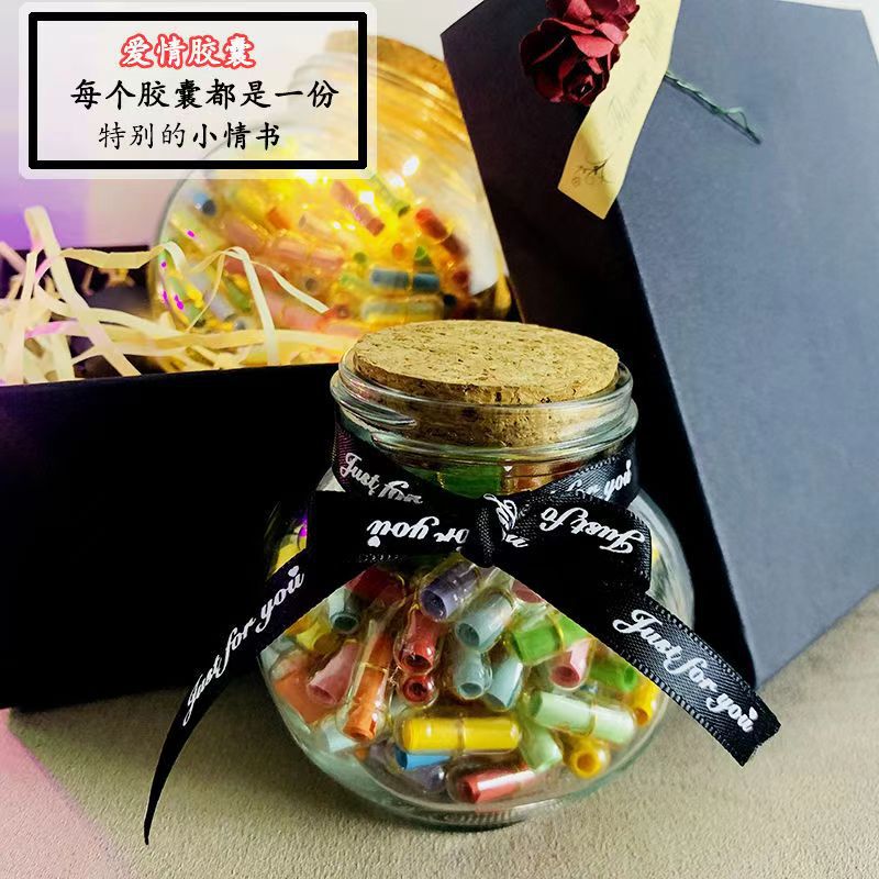 Love Letter Love Words Capsule diy Handmade Roll Paper Birthday Gift for Men and Women Best Friend Couples Conveyor Small Paper Wish Bottle