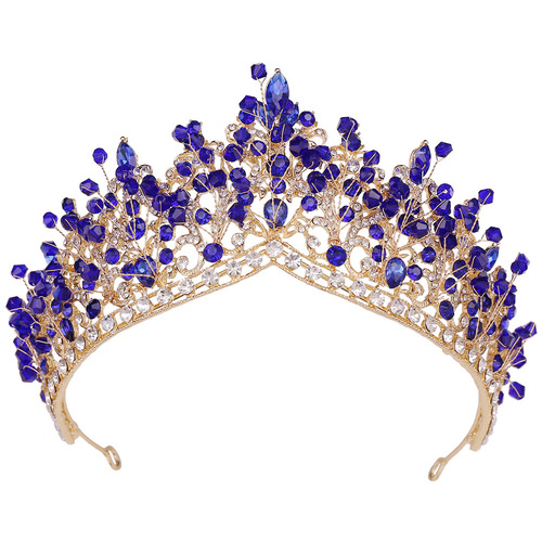 New European and American cross-border handmade rhinestone bridal crown alloy multi-color beaded princess wedding jewelry wholesale