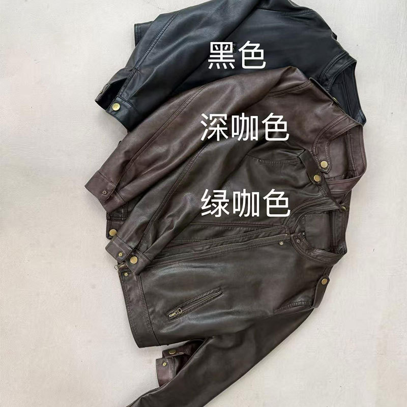 2025秋季新款复古风高级感小个子机车时尚显瘦减龄立领pu皮夹克女|undefined
