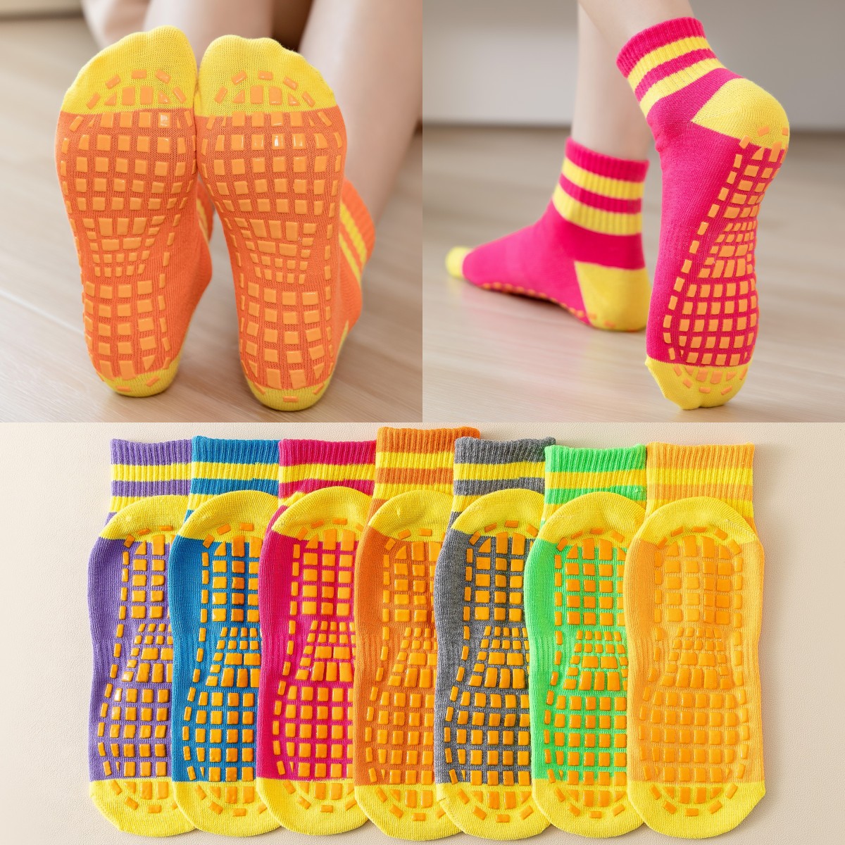 Calcetines para trampolín, calcetines antideslizantes para niños, calcetines para yoga en interiores, venta directa de fábrica, se pueden personalizar con LOGO