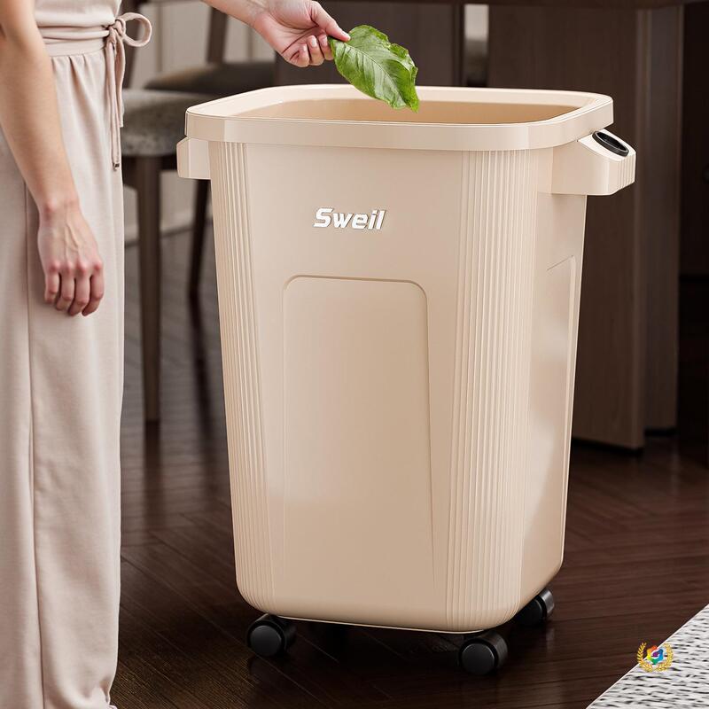 ◘ Multifunctional Household Trash Can with Large Capacity, Wheels, and Thickened Design for Living Room, Bathroom, and Restroom