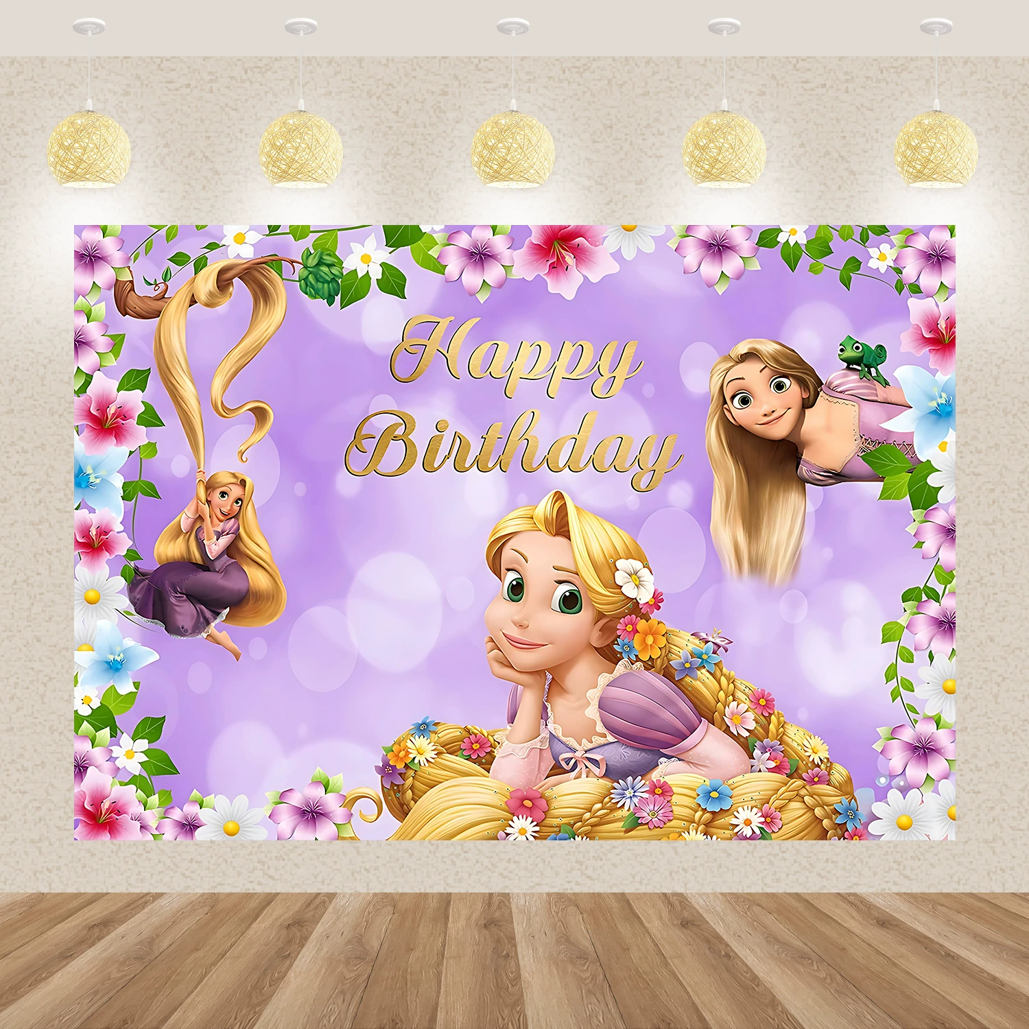 Трансграничная амазонка Рапунцель фон ткань виниловый материал день рождения украшения фото фото фон