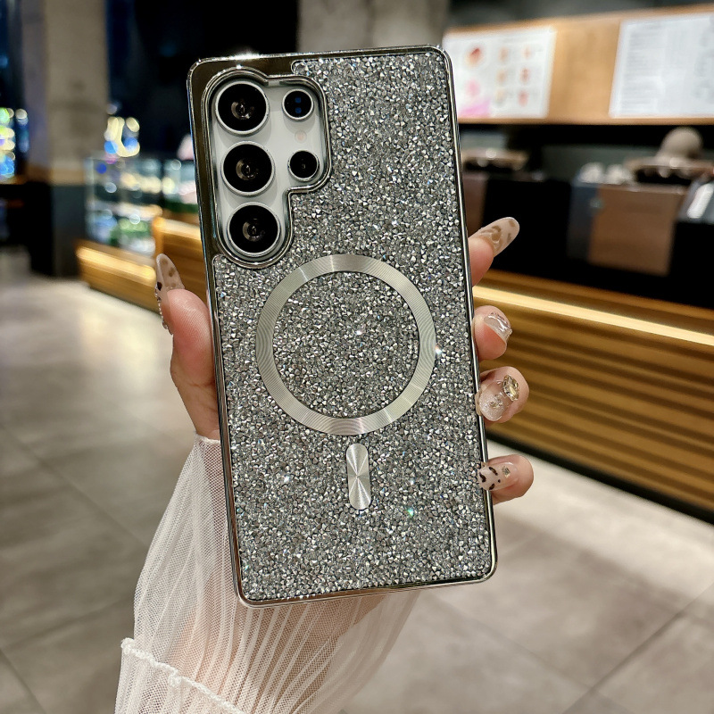 Funda Magnética Anti-caídas para Teléfono de Silicona con Diamantes para Samsung Galaxy
