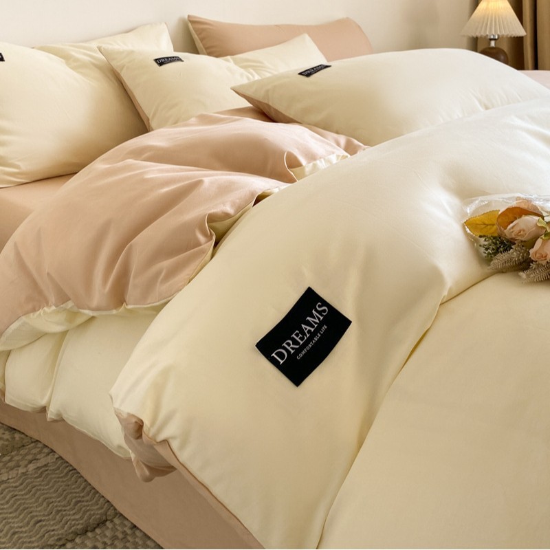 Luz de lujo alto algodón de lana larga cuatro piezas de sábanas de algodón cubierta de colcha de algodón dormitorio individual tres piezas de ropa de cama