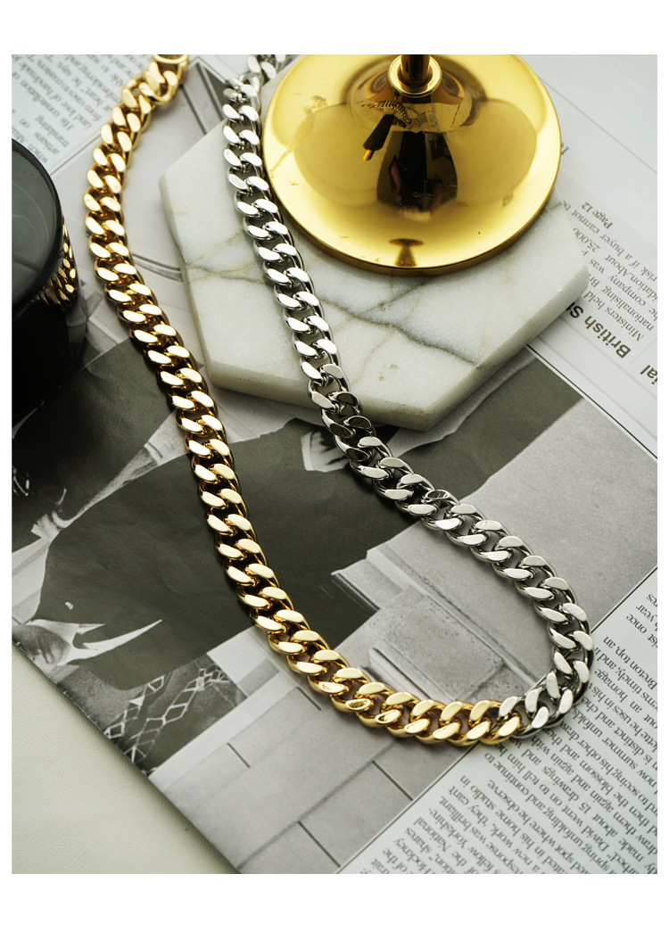 Brass Chain Material Unisex Brass Cuban Link Chain Curb Chain Geometric Chain Necklace Brass Jewelry