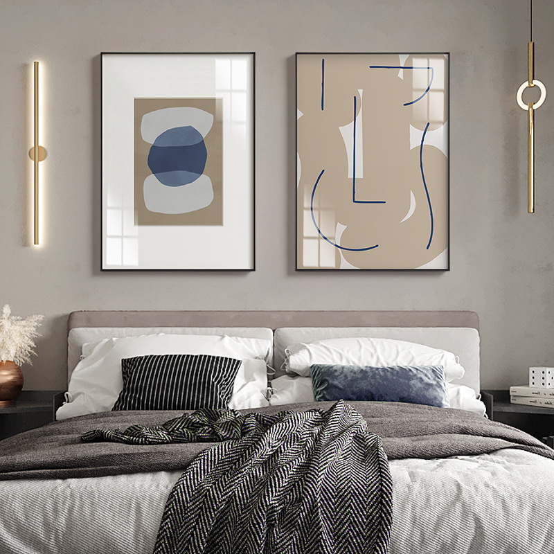 Modern Nordic Art Abstract Blue Living Room Decorative Painting Sofa Background Wall Hanging Painting Blue Entrance Corridor Mural