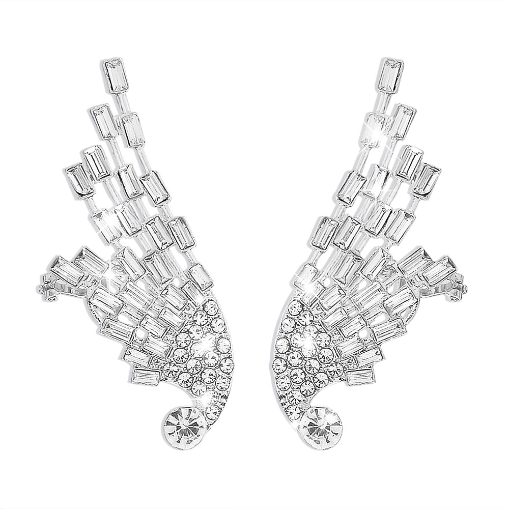 Retro Full Diamond Earrings Angel Wings Earrings Wholesale Nihaojewelry display picture 2