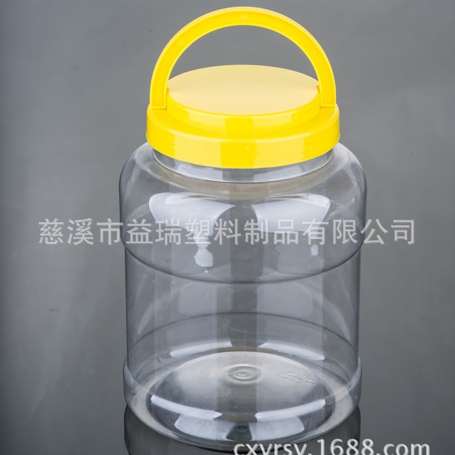 3000ml圆形手提盖PET透明塑料瓶 4000g蜂蜜瓶 玩具塑料桶(K40)