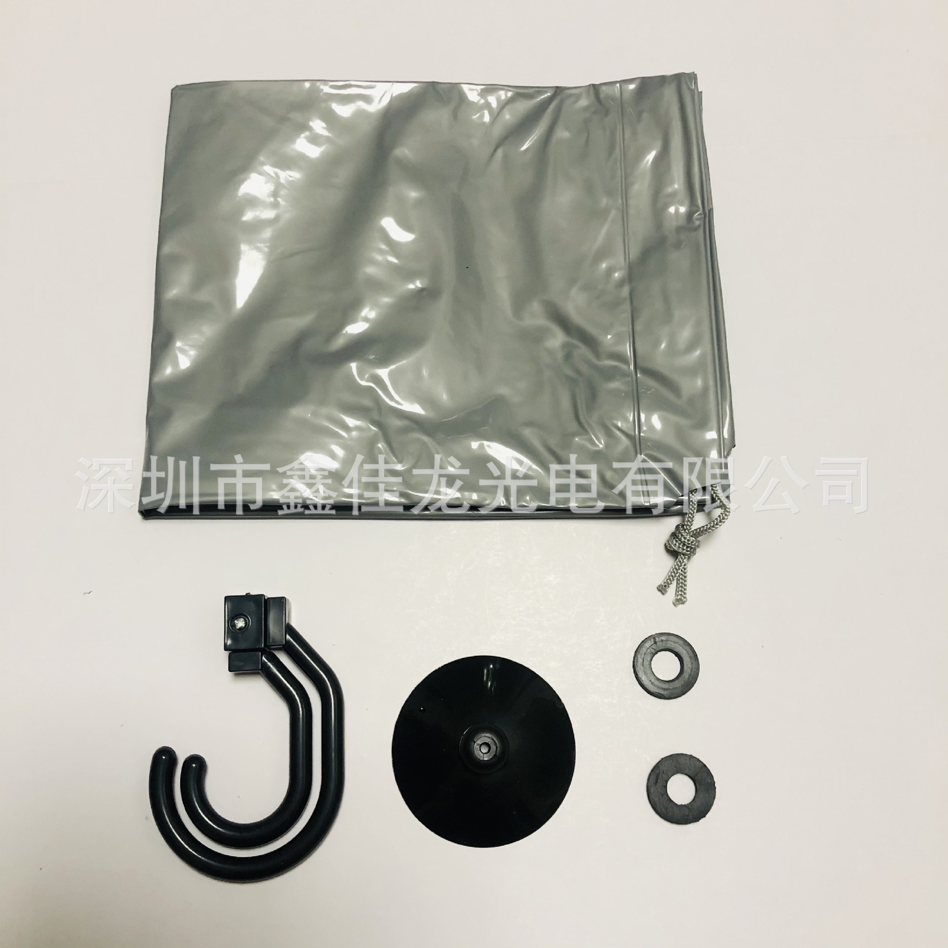批发车载淋浴器配件黑色挂钩黑色吸盘防水垫花洒收纳袋过滤棉水桶