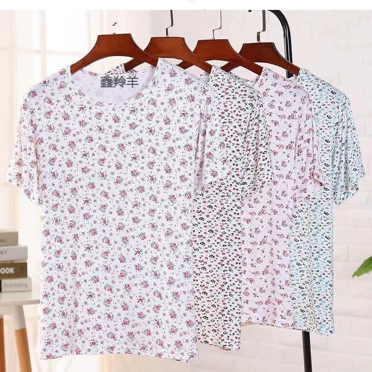 Женщины среднего и пожилого возраста, хлопчатобумажный жилет с короткими рукавами, свободный плюс жир, хлопок с половиной рукава, мама, майка летом