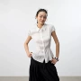 set泡泡袖混纺天丝纽扣