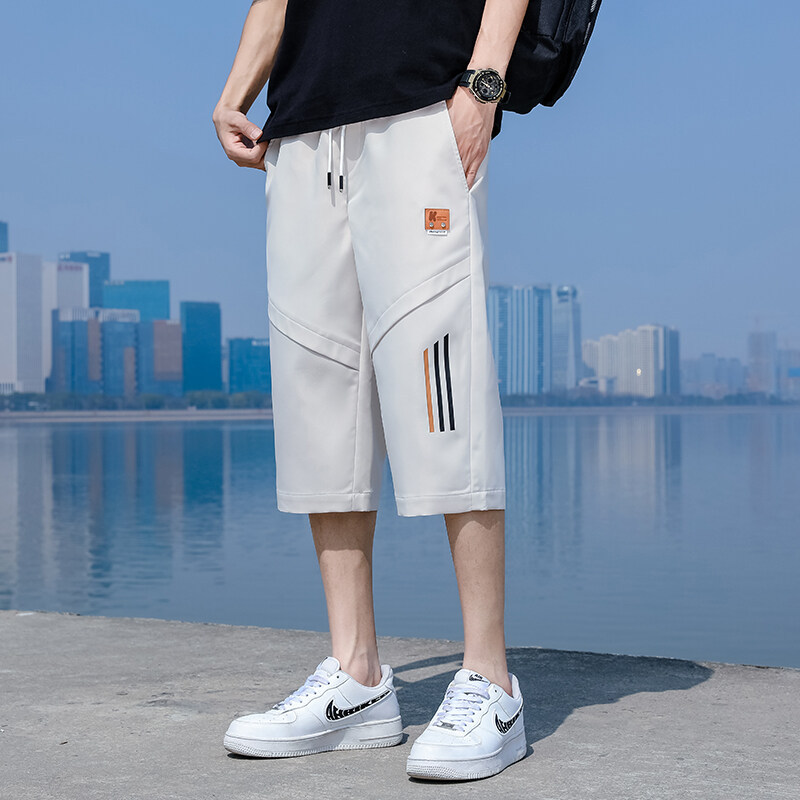 2025 Popular Summer Quick-Drying Loose Sports Beach Ice Silk Casual Shorts Men's Seven-Point Pants