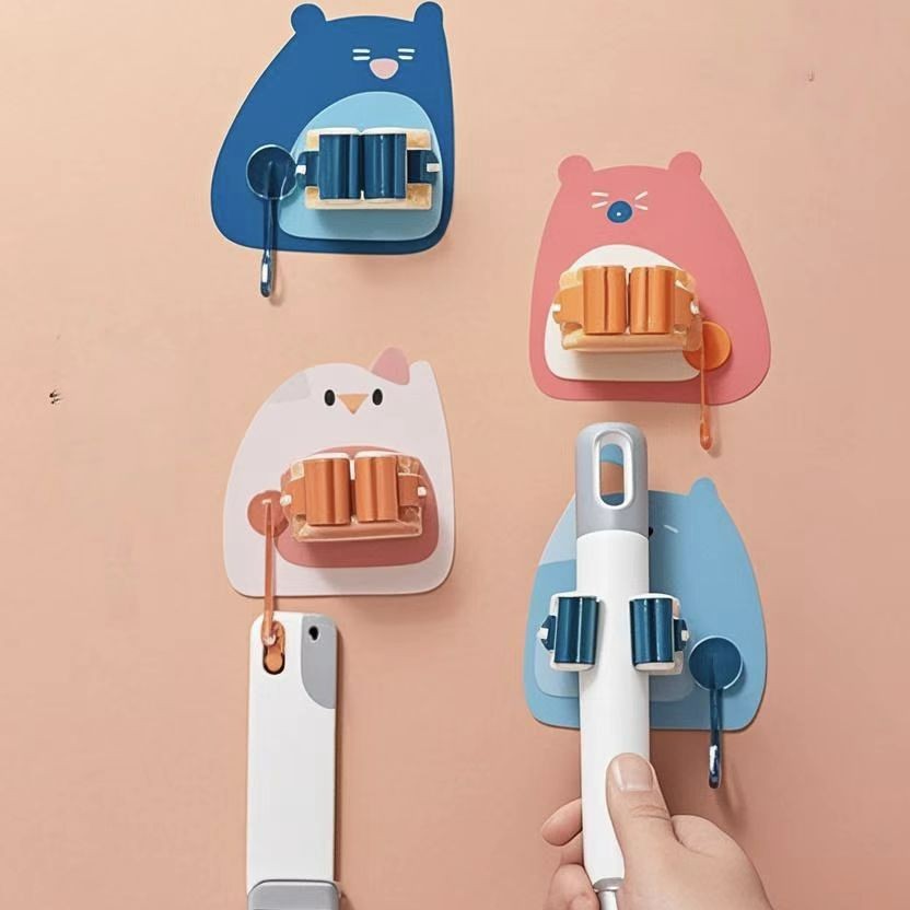 卡通拖把架扫把卡座挂钩强力无痕免打孔拖布夹浴室壁挂架万能夹
