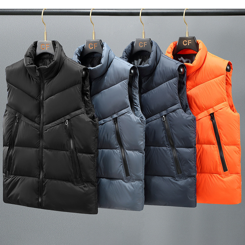 Cross-border Plus Large Size Men's Vest Winter New Cotton Waistcoat Trendy Casual Down Cotton Vest Men's Cotton Clothes