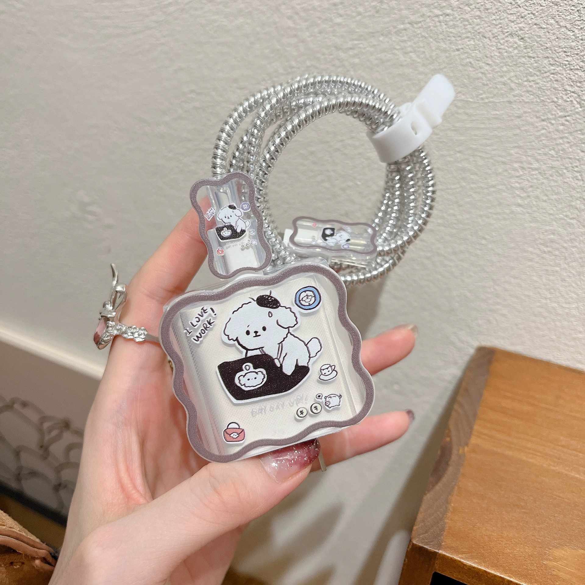 Защитный чехол для зарядного устройства Apple 17 с рисунком щенка, защита от повреждений от кабеля 20 Вт, предотвращает обрыв