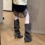 细跟显瘦新款圆头骑士靴