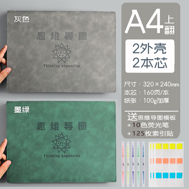 Mapa de la mente cuaderno a4B5 cuaderno de hojas sueltas desmontable estudiante simple examen de ingreso de posgrado Aprendizaje de cuero suave en stock al por mayor