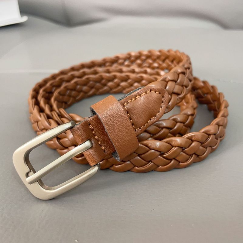 Factory direct retro woven ladies belt casual pants dress jeans thin non-porous accessories belt women