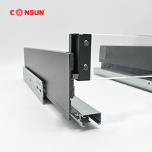 康信骑马抽三节同步隐藏轨阻尼滑轨橱柜遮挡帘置物架导轨工厂直供