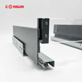 康信骑马抽三节同步隐藏轨阻尼滑轨橱柜遮挡帘置物架导轨工厂直供