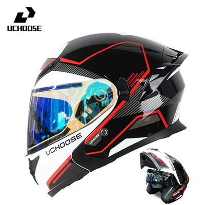 3C Certified Motorcycle Open-Face Motorcycle Safety Supplies - red-on-aurora-blue-comes-with-transparent-mirror-bluetooth-headset-m