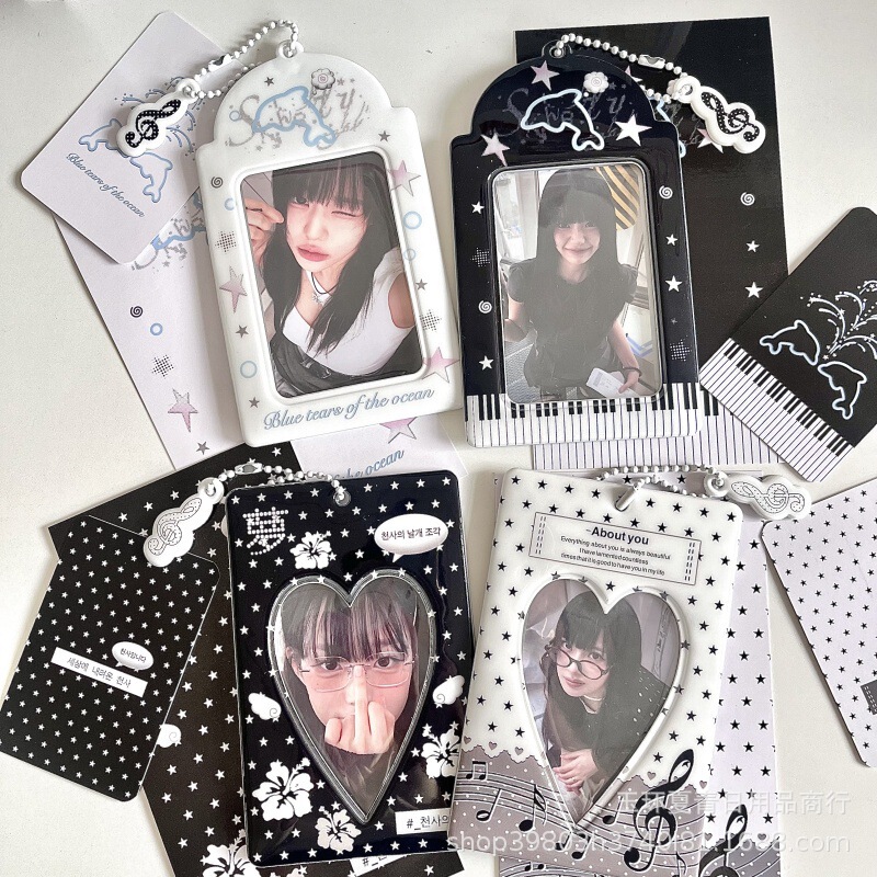 Original Black and White Grey PVC Card Case Star-chasing Aidou Small Card Meal Card Campus Card Ins Storage Display Card Bag Pendant