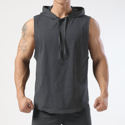Capped Sweatshirt Men's Sports Summer Hooded Basketball Jacket Tank Top Thin Sleeveless Top Plus Size Base Shirt