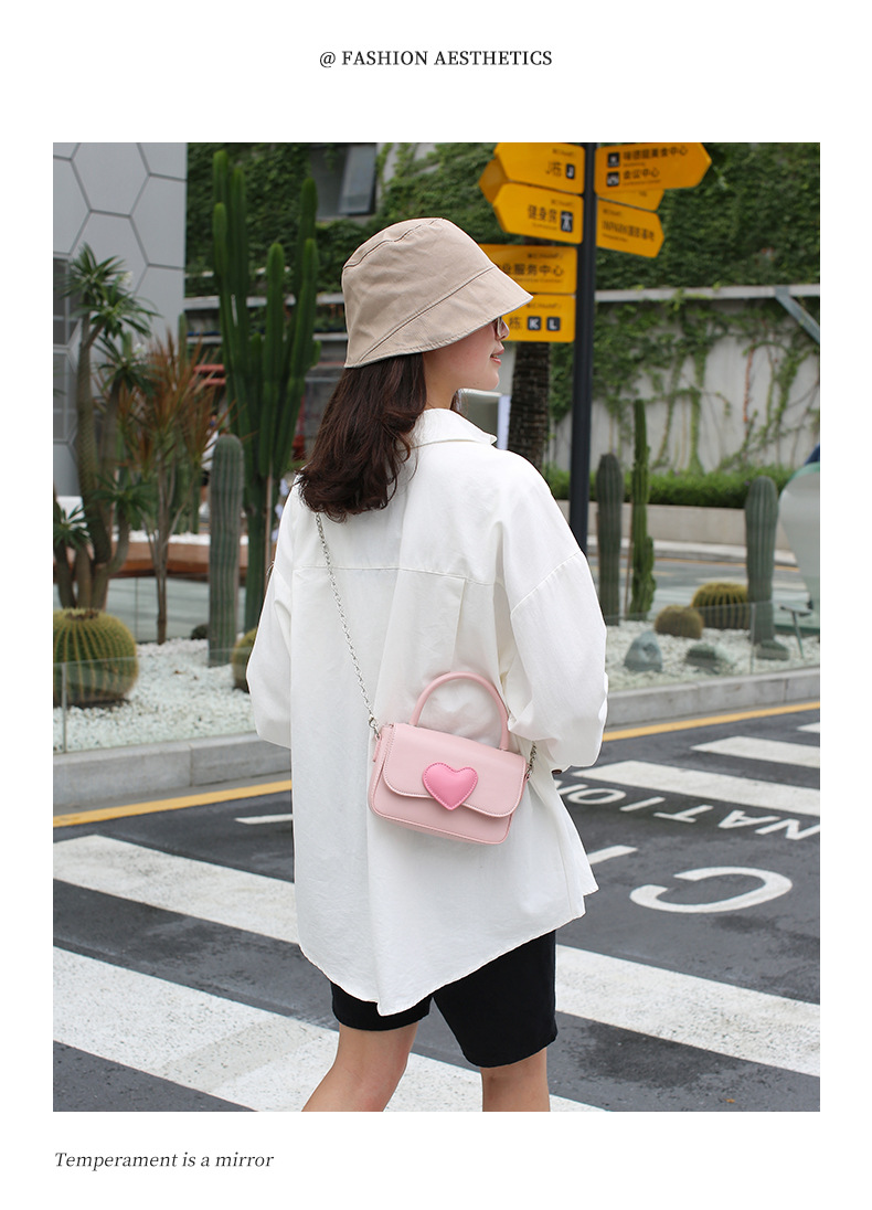Sac à main en PU pour femmes, haut de gamme, contraste, cœur de pêche, couverture pratique, petit sac carré incliné, 2024 #, nouvelle collection 8325_voghion.com