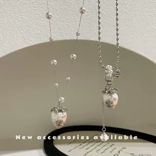 春夏渐变可爱土星草莓项链时尚高级感十字架长款珍珠毛衣链配饰