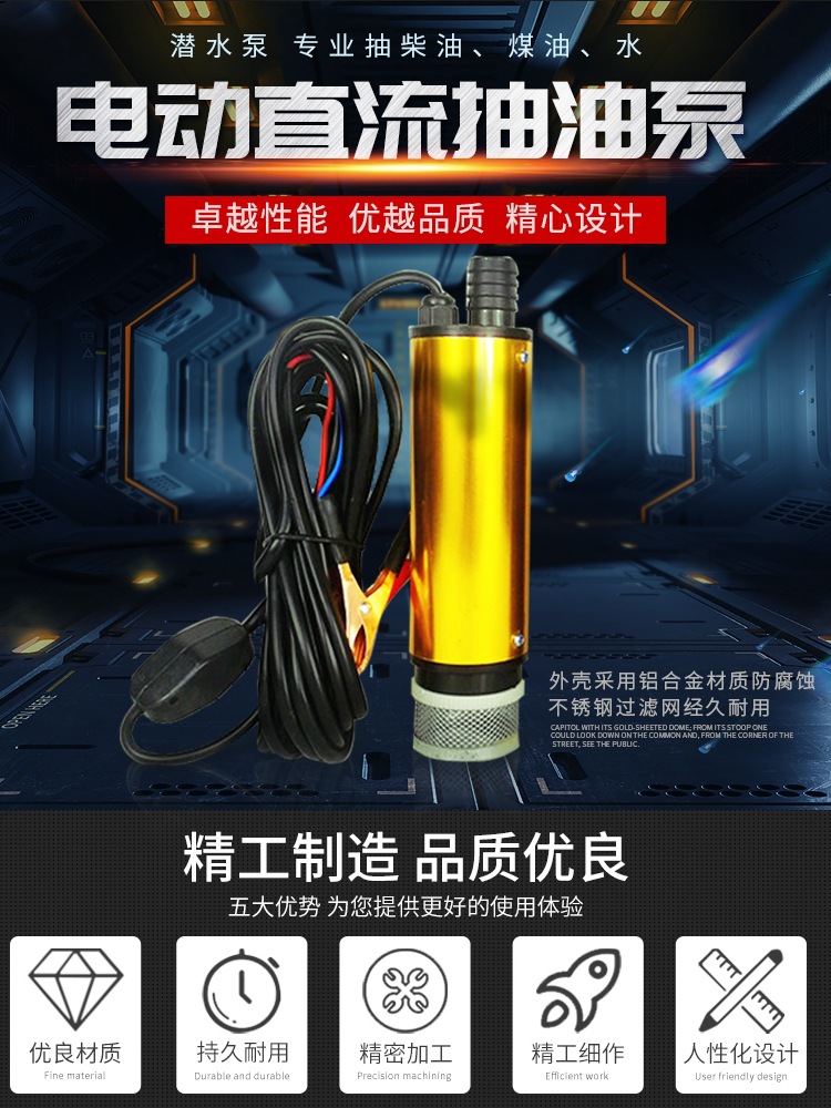 抽油泵 12V24伏220V小型水泵电动油抽子柴油神器加油枪抽酒器便携
