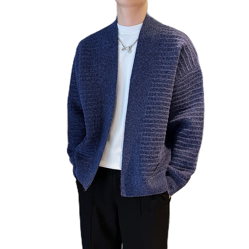 Explosiones transfronterizas de tamaño europeo suéter de punto ligero de cuello en V para hombres Cardigan chaqueta de fábrica de negocios al por mayor