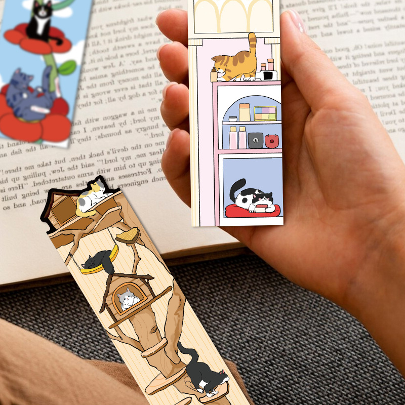 【集合】岐遇ブックマーク猫芸術ブックマーク集漫画かわいいメッセージブックページ学生を挟んで読む|undefined