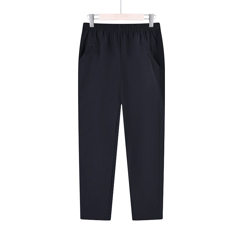 Мама одеваются весной и летом тонкие дикие простые свободные укороченные брюки с высокой талией, средние и пожилые женские брюки прямые брюки