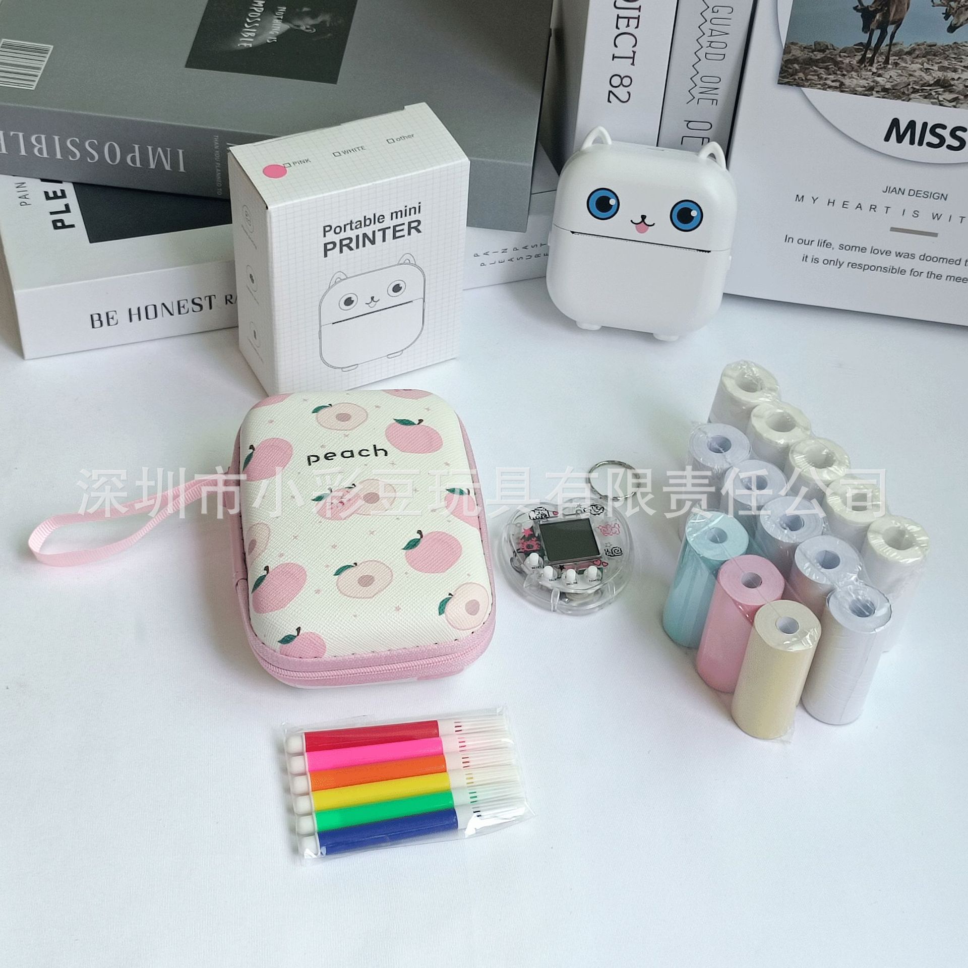 X15 흰색 + 감열지 5개 + 접착지 5개 + 색종이 3개 + 색펜 + 가방 + 전자 애완동물