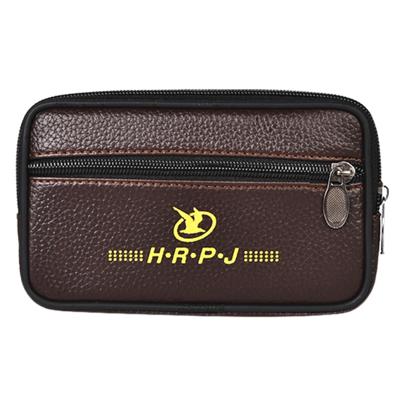Double-layer men's belt mobile phone waist bag wallet id bag large 6-inch mobile phone bag casual small bag horizontal hot sale