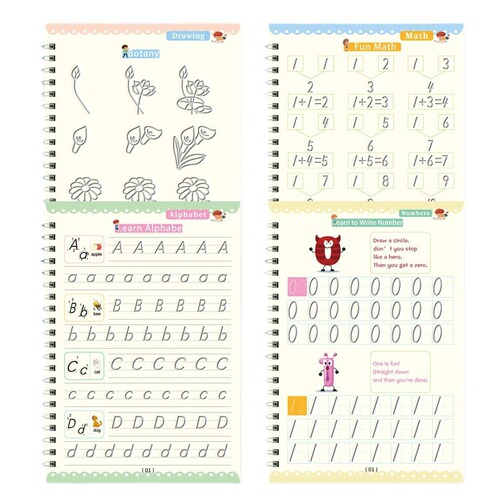 Cross-border Foreign Trade Children's Grooved English Practice Workbook: French, German, Arabic, and Magical English Calligraphy Stickers