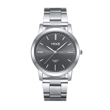MIKE 米可简约情侣对表 休闲钢带表石英防水手表商务男士表条钉表