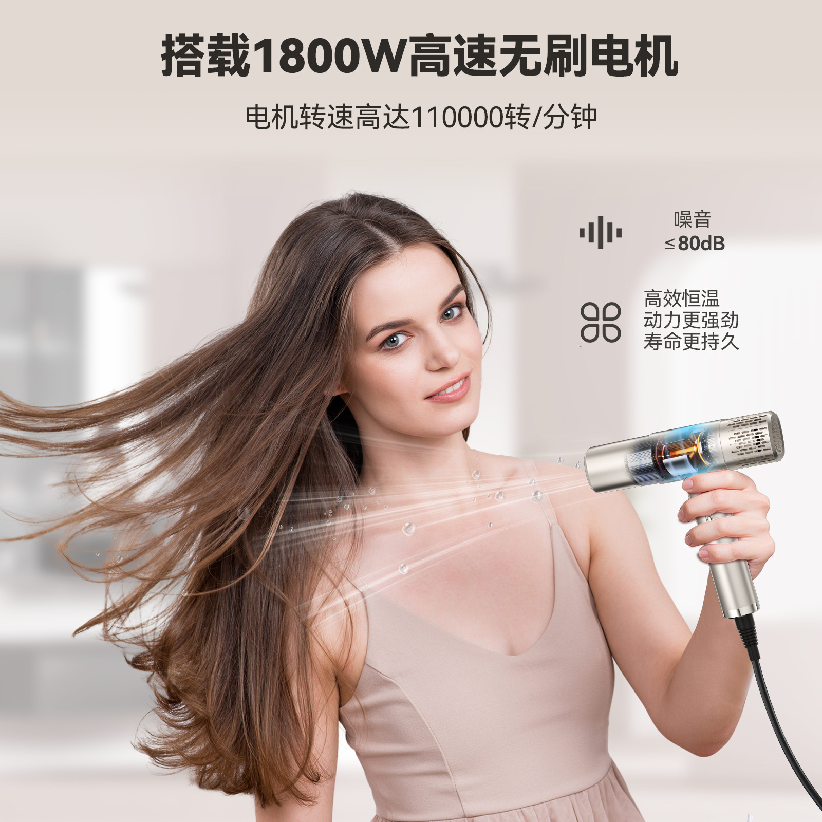 Amazon nuevo secador de pelo sin escobillas en forma de T salón de pelo eléctrico de alta potencia pantalla secador de pelo de alta velocidad al por mayor