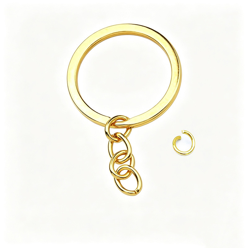 Accesorios de joyería llavero colgando cuatro cadenas llavero colgando anillo plano llavero colgante accesorios llavero abierto anillo