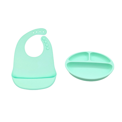 New hot-selling children's dinner plate integrated suction cup children's compartmentalized bowl baby eating bowl silicone baby dinner plate