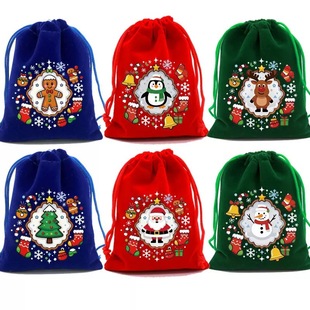 Cross-Border Christmas Bags 6 Pieces 12 Pieces Combination Set Christmas Gift Bag Candy Bag Christmas Tree Decoration Drawstring Bag