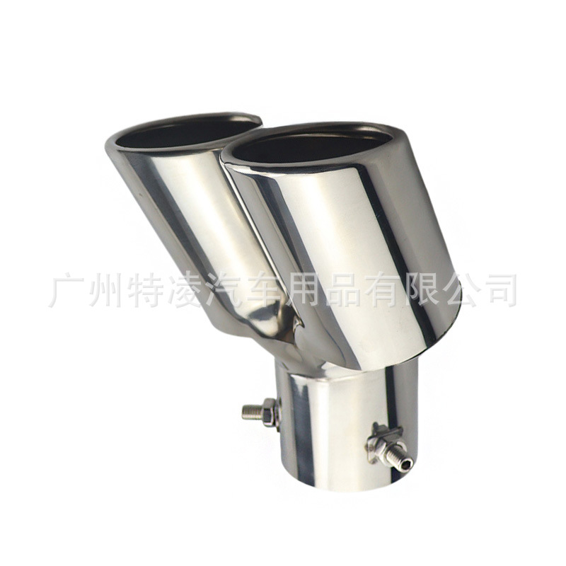 63mm Universal Automotive Dual Outlet Angled Exhaust Pipe Stainless Steel Exhaust Pipe Car Exterior Dual Outlet Decorative Exhaust Pipe
