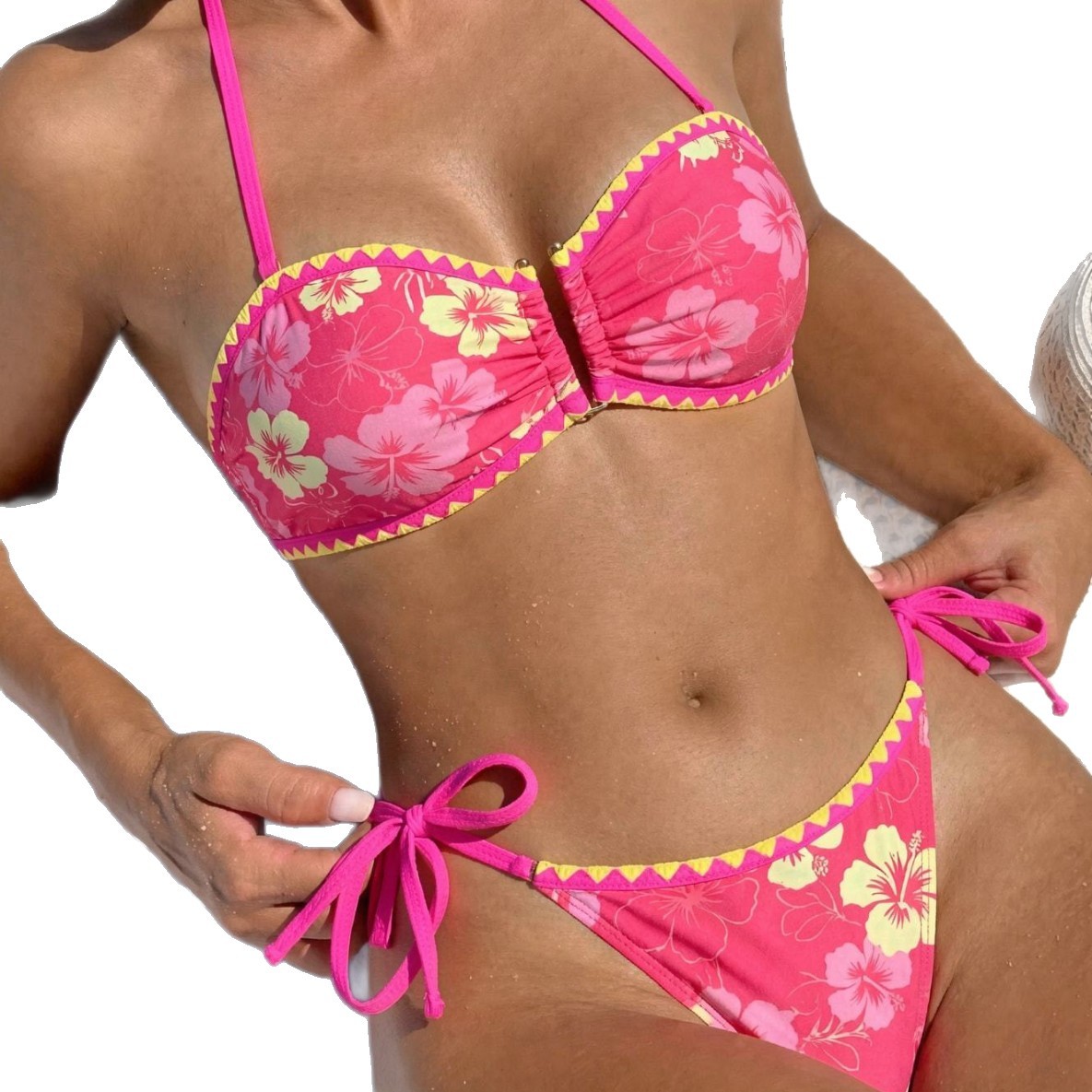 Women's Sexy Halter Neck Bikini American Style Printed Swimwear Two Piece Beach High End Casual Clothing_ecoleips.com