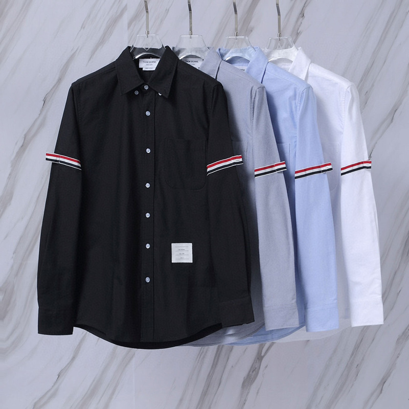 TB long-sleeved shirt series large collection Oxford woven poplin men's and women's same simple shirt bottoming top coat fashion