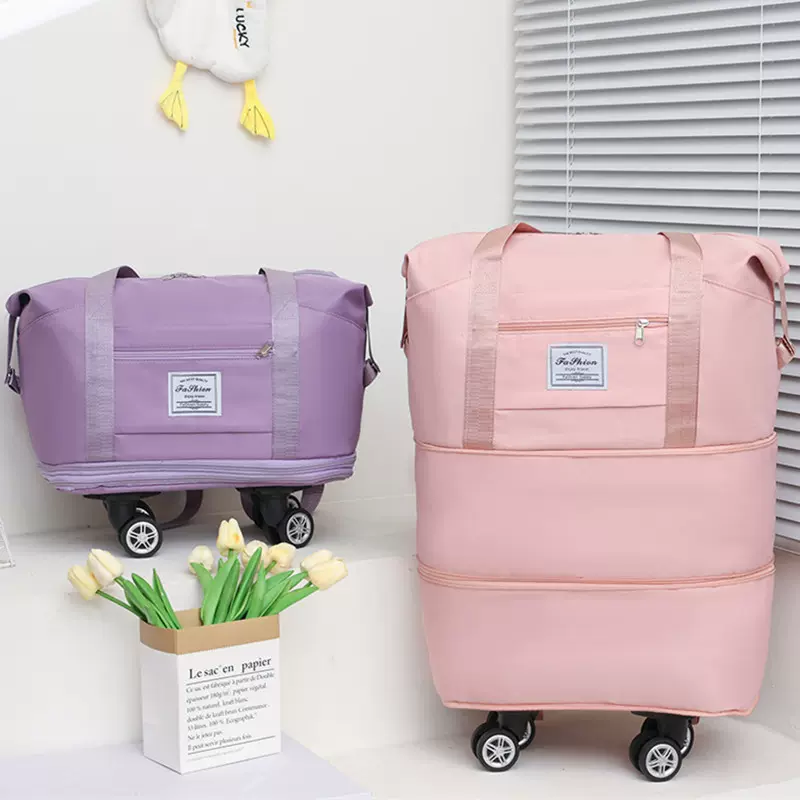 旅行包大容量可拆卸万向轮收纳双肩背包行李袋便携多层扩容收纳袋