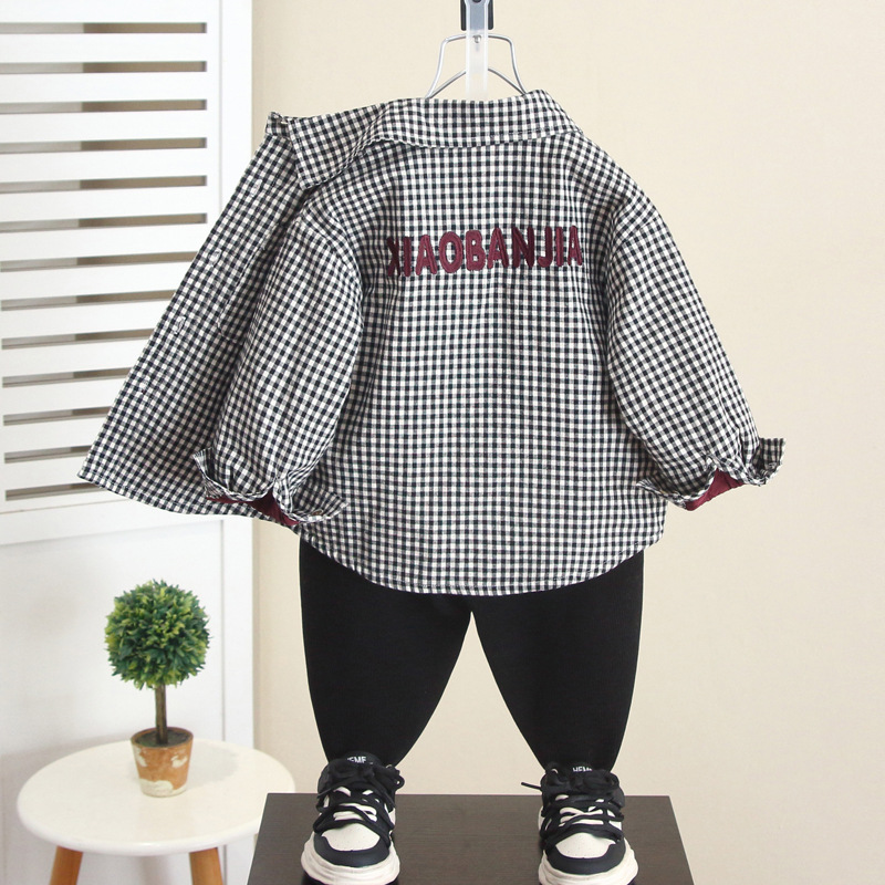 7008 chaqueta de camisa de algodón de clip para niño 2025 nueva camisa de abrigo grueso de invierno para niños