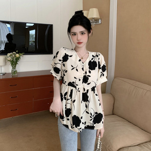 Summer Plus Size Women's Korean Style Slimming Look Design V Neck Drawstring Long-Sleeved Shirt M-4Xl 100kg