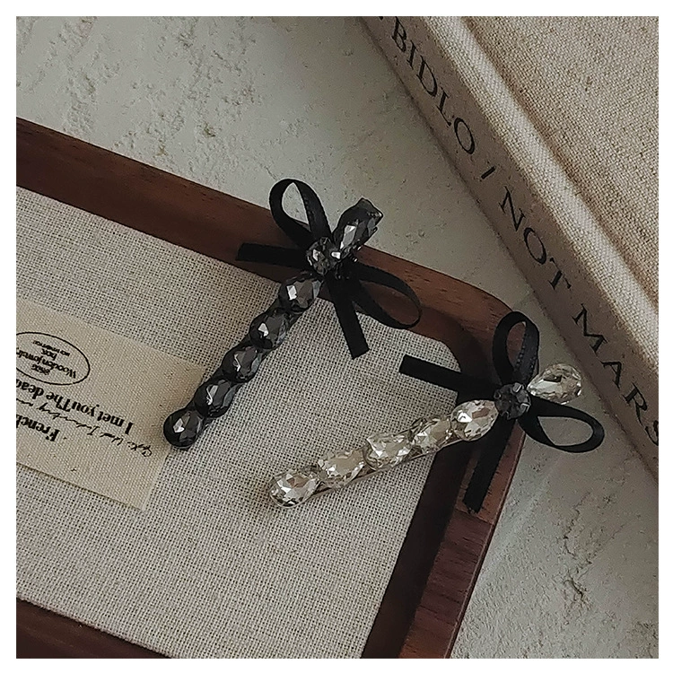 Retro hairgrip with bow, bangs, universal hairpins, hair accessory, french style